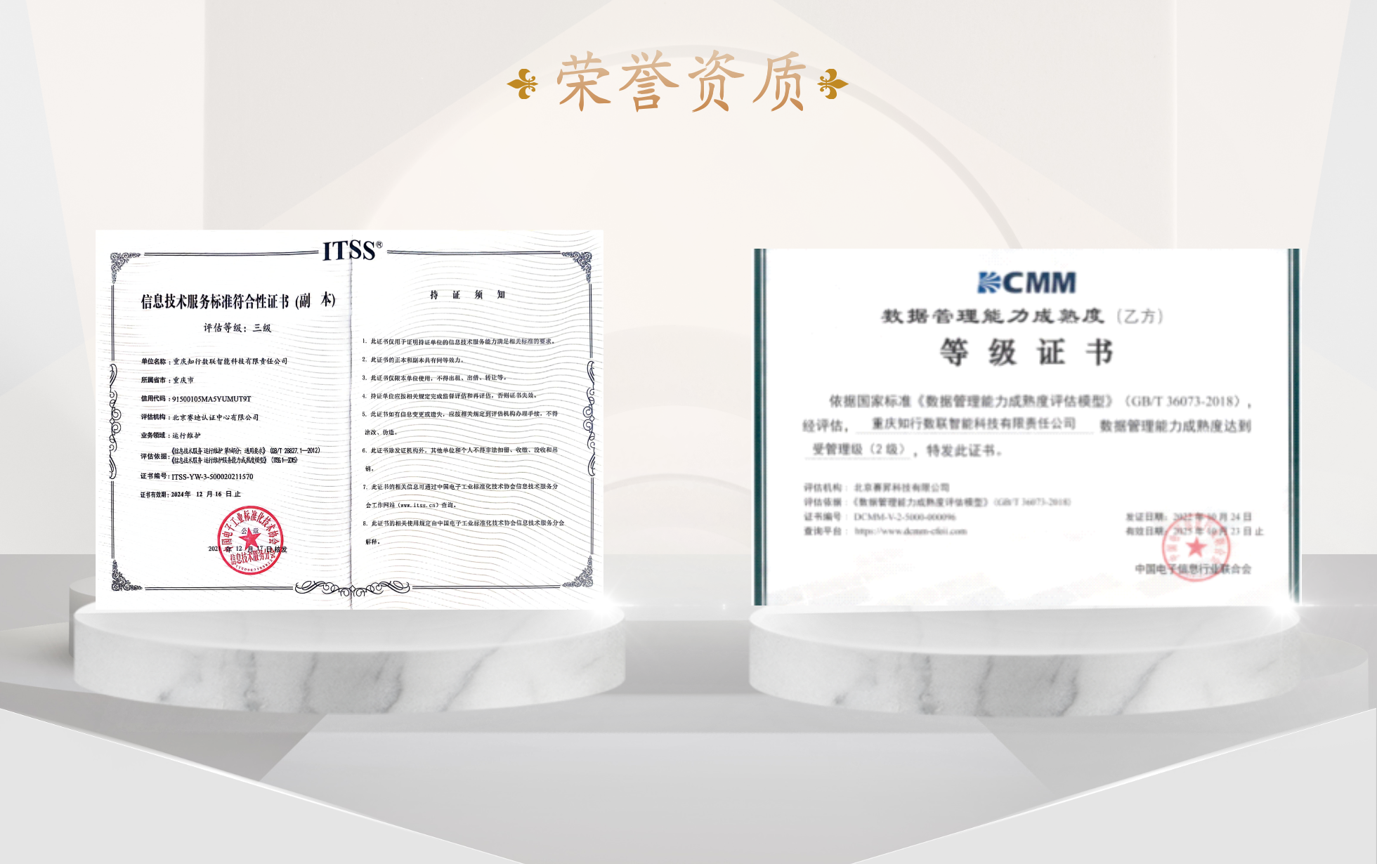 知行数联资质荣誉